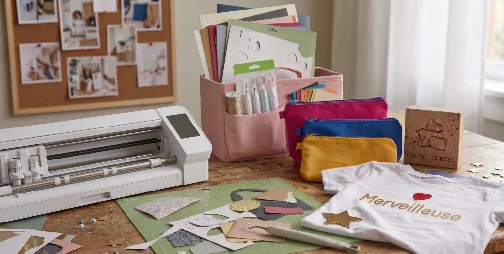 Machine de découpe et accessoires de loisirs créatifs personnalisés.
