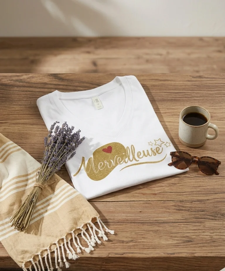 T-shirt blanc personnalisé Merveilleuse Aux Belles Idées.